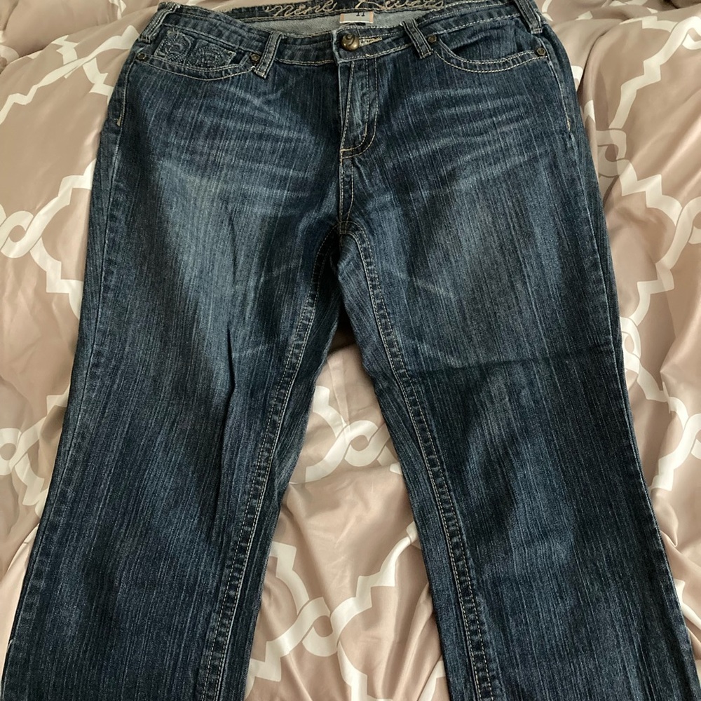 Dark wash jean capris